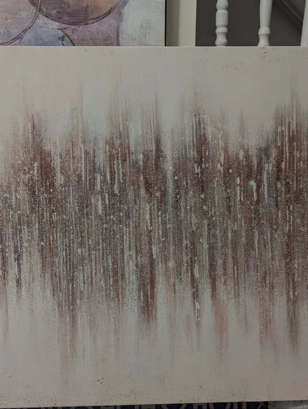 Abstract Metallic Rose Gold Wall Art Print -Blush and Silver Accents 35.4